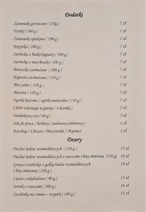 oberża pod złotym prosiakiem menu|Menu at Oberża Pod Złotym Prosiakiem restaurant,。